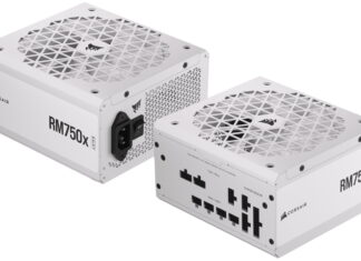 Las novedosas fuentes RMx SHIFT de CORSAIR incluyen conexiones CC en el lateral, ahora también en blanco