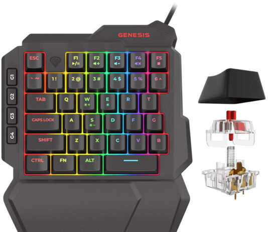 Genesis lanza su compacto teclado mecánico zurdo de 39 teclas, el Thor 100 RGB